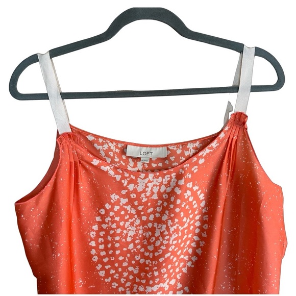 LOFT Printed Sleeveless Top Womens Size L Ribbon Straps Boho‎ Orange - Picture 3 of 6